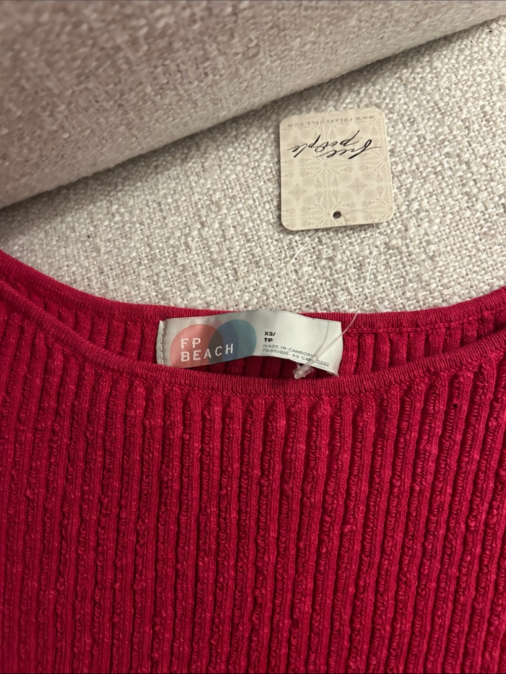 BRAND NEW Free People Tie-Side Sweater Tank - Hot Pink - Picture 2 of 2